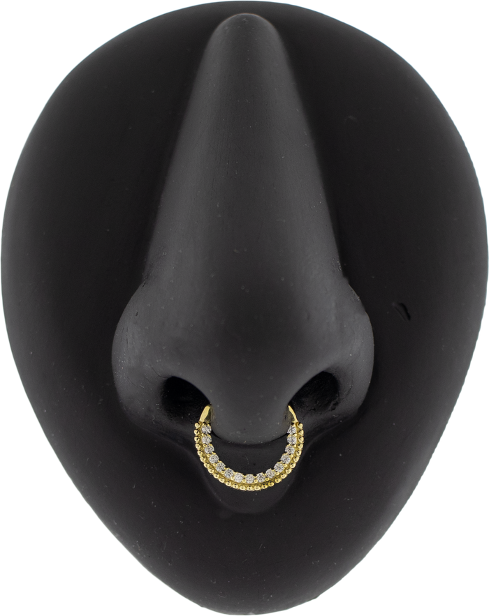 Alora - 14Kt Gold Hinged Ring - Beaded Cz's - Khrysos Jewelry