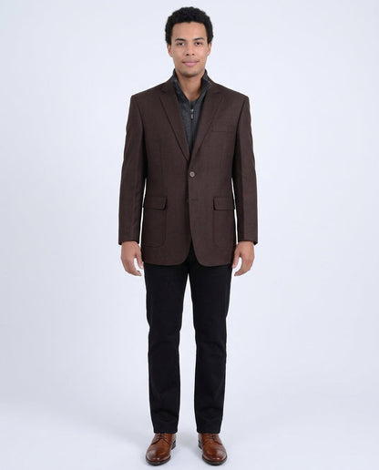Apollo King Brown Textured Wool Blazer Sportcoat With Removable Mock Liner - The Suit Depot