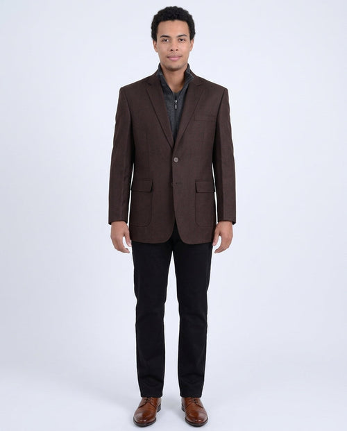 Apollo King Brown Textured Wool Blazer Sportcoat With Removable Mock Liner - The Suit Depot