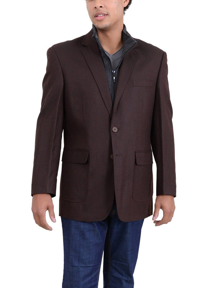 Apollo King BLAZERS Apollo King Brown Textured Wool Blazer Sportcoat With Removable Mock Liner