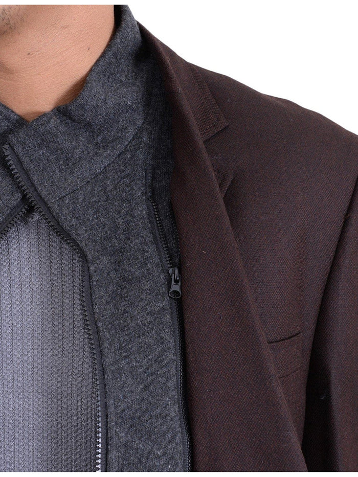 Apollo King BLAZERS Apollo King Brown Textured Wool Blazer Sportcoat With Removable Mock Liner