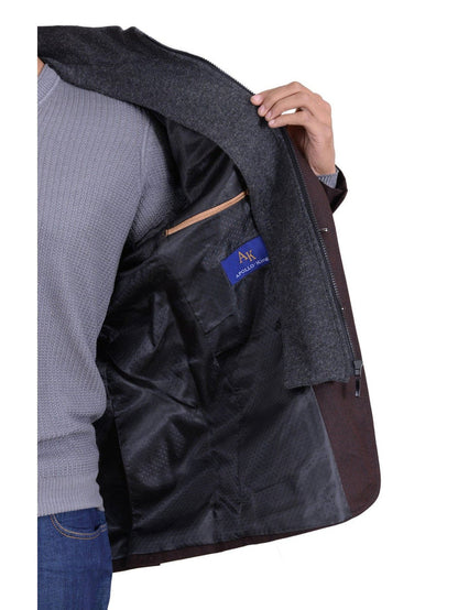Apollo King BLAZERS Apollo King Brown Textured Wool Blazer Sportcoat With Removable Mock Liner