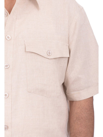 Apollo King TWO PIECE SUITS Apollo King Mens Classic Fit Solid Natural Tan Linen Walking Suit
