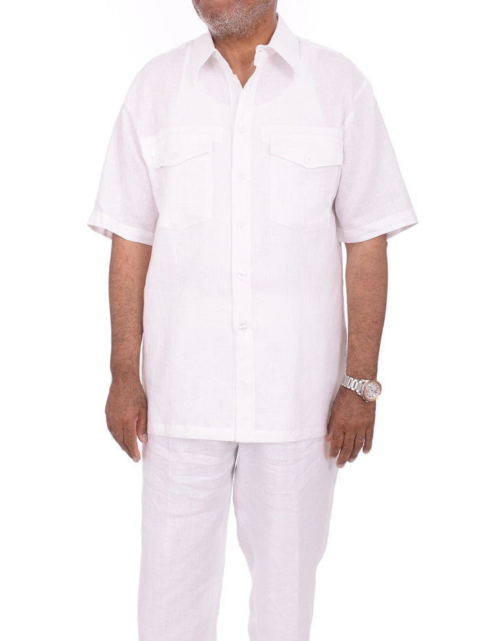 Apollo King TWO PIECE SUITS Apollo King Mens Classic Fit Solid White Linen Walking Suit