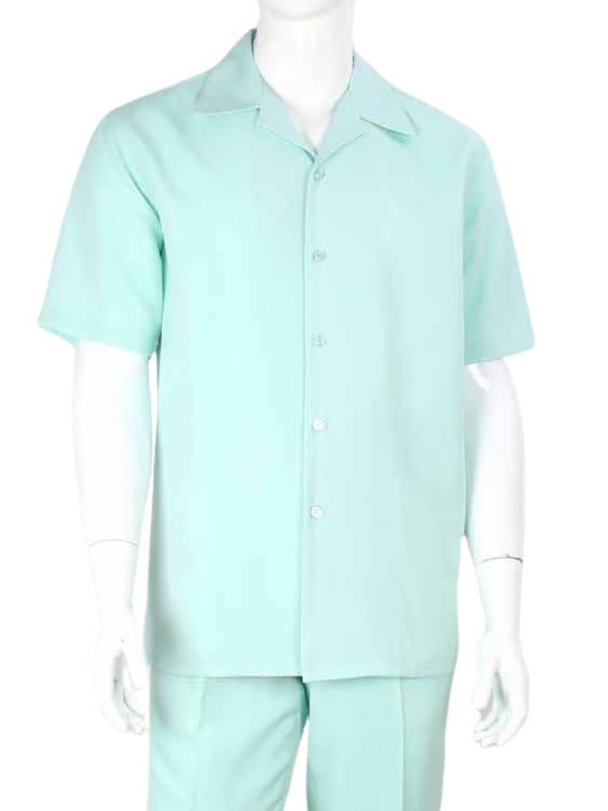 Apollo King Royal Diamond Green Birdseye Classic Fit 2 piece Walking Suit