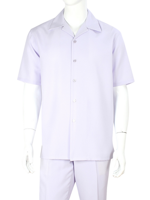Apollo King Royal Diamond Lavander Classic Fit Short Sleeve 2 Piece Walking Suit