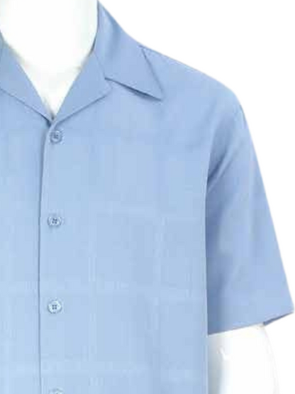 Apollo King Royal Diamond Light Blue Classic Fit Short Sleeve Walking Suit