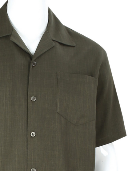 Apollo King Royal Diamond Olive Classic Fit Short Sleeve 2 Piece Walking Suit