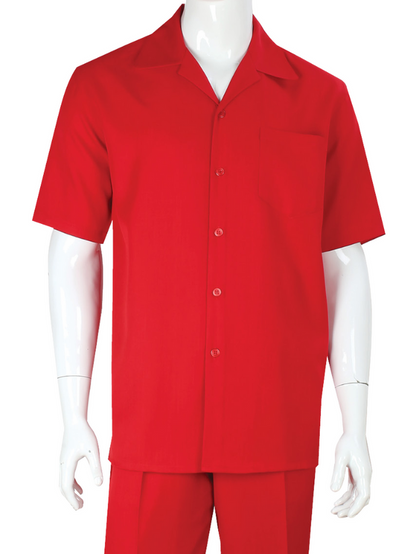 Apollo King Royal Diamond Red Classic Fit Short Sleeve 2 Piece Walking Suit