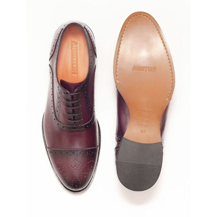 Ariston Ariston Mens Burgundy Oxford Lace-up Leather Dress Shoes