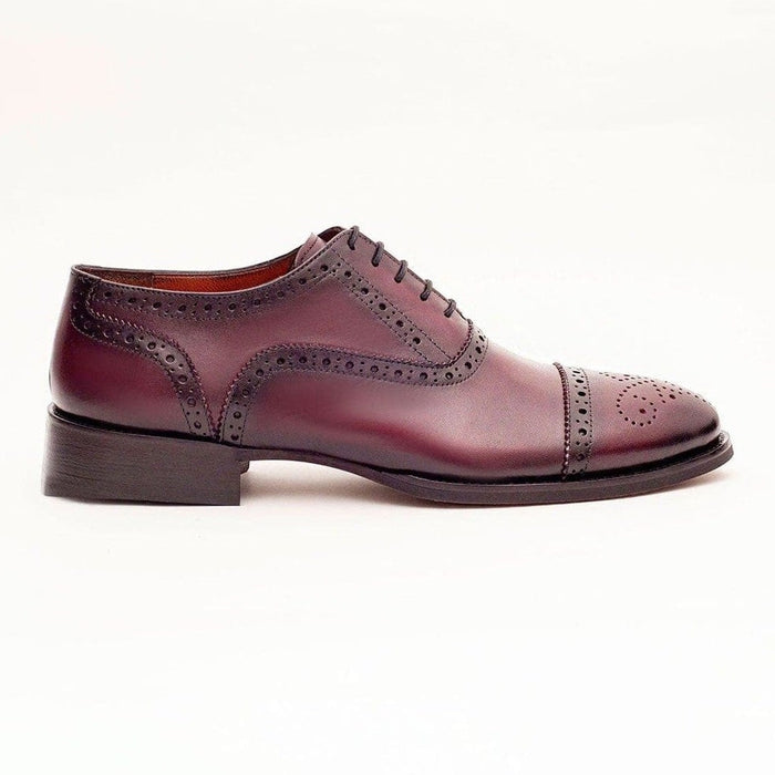 Ariston Ariston Mens Burgundy Oxford Lace-up Leather Dress Shoes