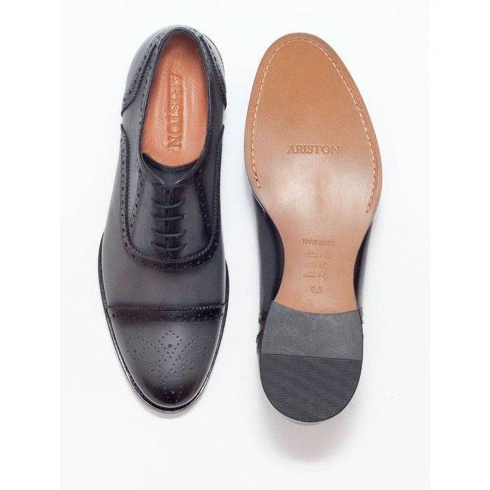 Ariston SHOES Ariston Mens Gray Oxford Lace-up Leather Dress Shoes