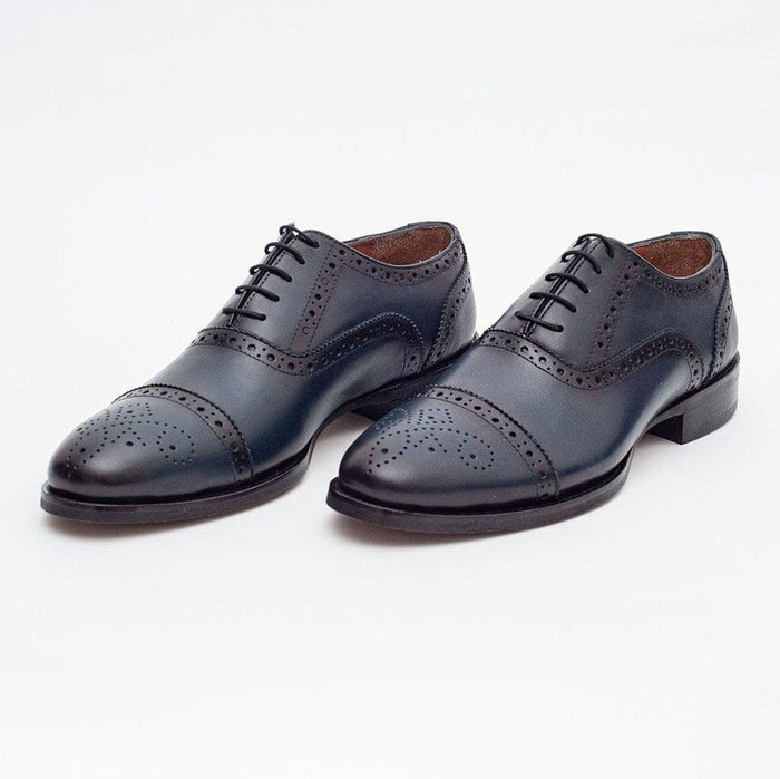 Ariston SHOES Ariston Mens Navy Oxford Lace-up Leather Dress Shoes