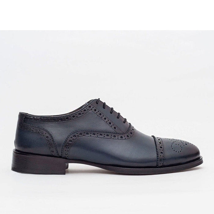 Ariston SHOES Ariston Mens Navy Oxford Lace-up Leather Dress Shoes