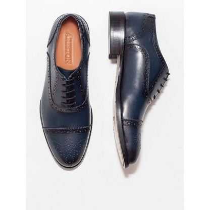 Ariston SHOES Ariston Mens Navy Oxford Lace-up Leather Dress Shoes