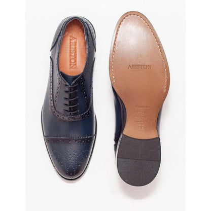 Ariston SHOES Ariston Mens Navy Oxford Lace-up Leather Dress Shoes