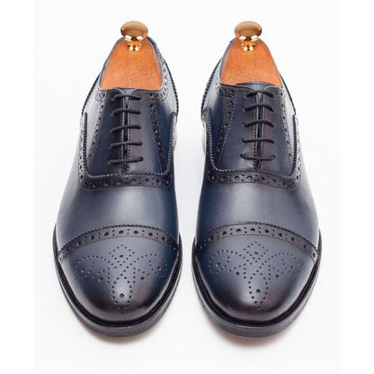 Ariston SHOES Ariston Mens Navy Oxford Lace-up Leather Dress Shoes