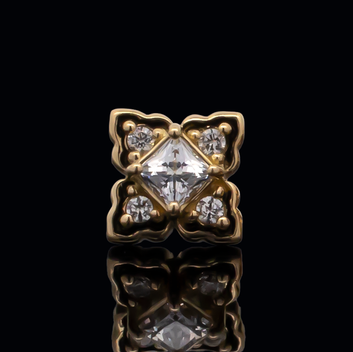 Yellow Gold / White Zirconia