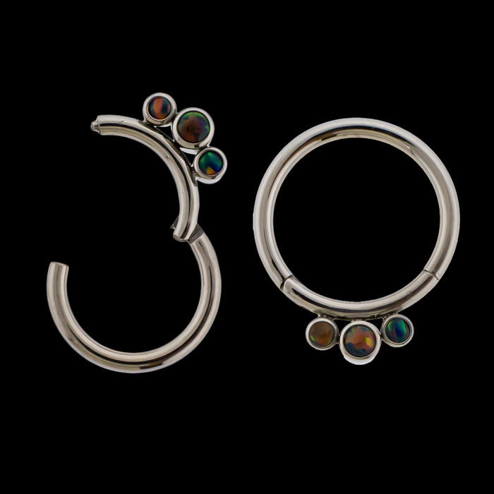Astoria - 16G Opal Titanium Hinged Ring - Khrysos Jewelry