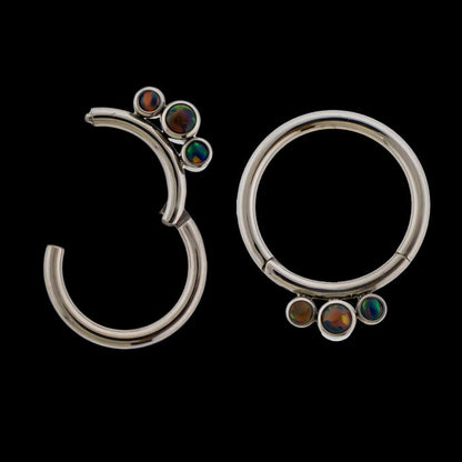 Astoria - 16G Opal Titanium Hinged Ring - Khrysos Jewelry