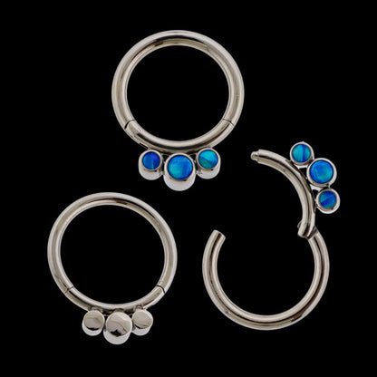 Astoria - 16G Opal Titanium Hinged Ring - Khrysos Jewelry
