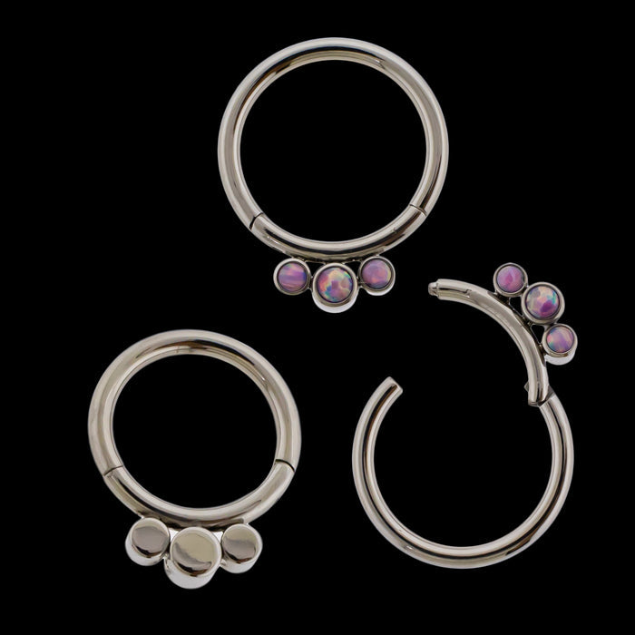 Astoria - 16G Opal Titanium Hinged Ring - Khrysos Jewelry