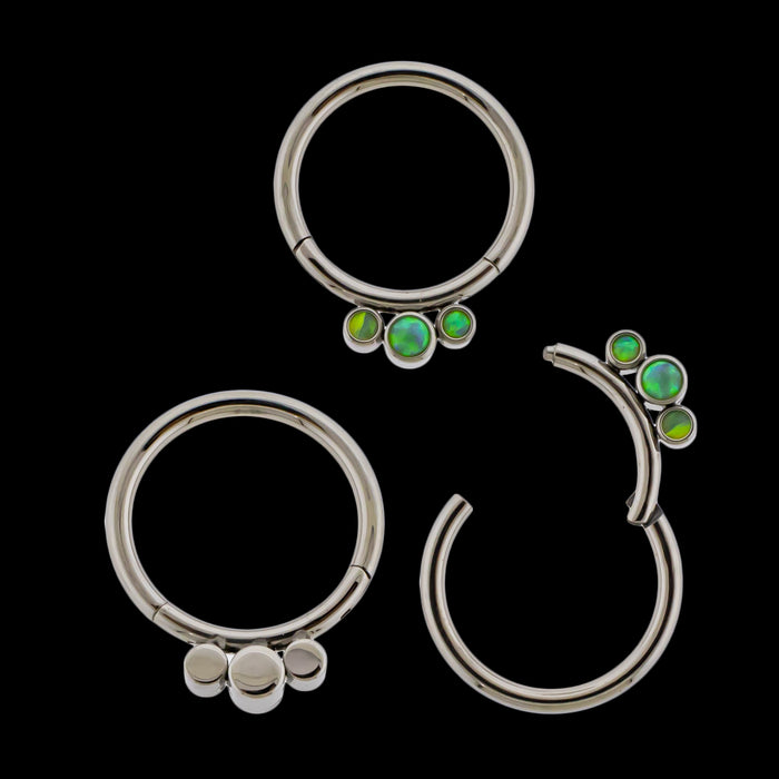 Astoria - 16G Opal Titanium Hinged Ring - Khrysos Jewelry