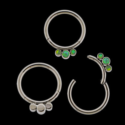 Astoria - 16G Opal Titanium Hinged Ring - Khrysos Jewelry