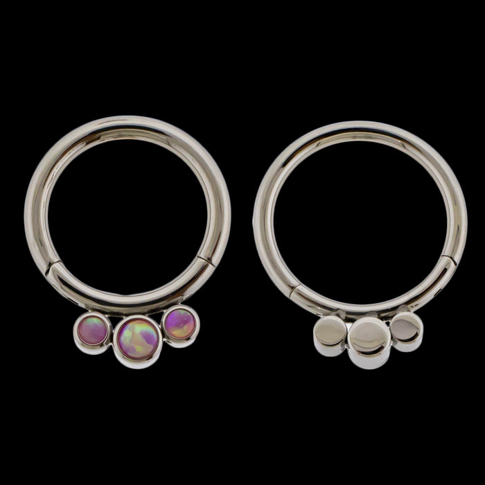 Astoria - 16G Opal Titanium Hinged Ring - Khrysos Jewelry