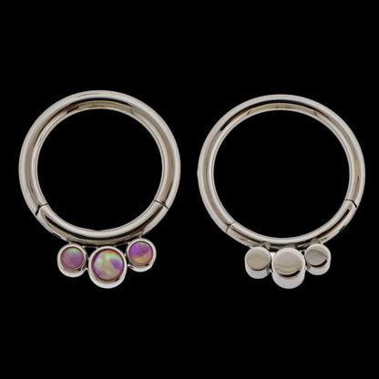Astoria - 16G Opal Titanium Hinged Ring - Khrysos Jewelry