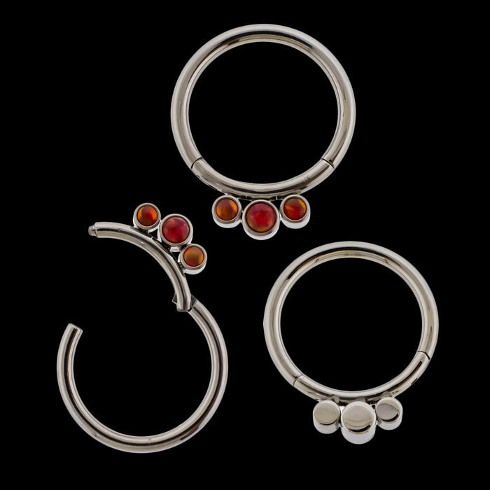 Astoria - 16G Opal Titanium Hinged Ring - Khrysos Jewelry