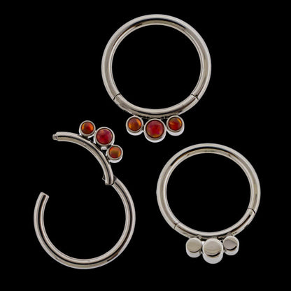 Astoria - 16G Opal Titanium Hinged Ring - Khrysos Jewelry