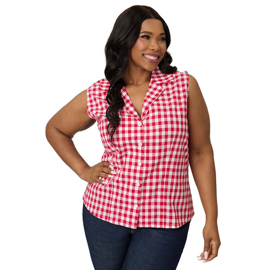 Barbieâ€šÃ‘Â¢ x Unique Vintage Plus Size Red Gingham Picnic Blouse
