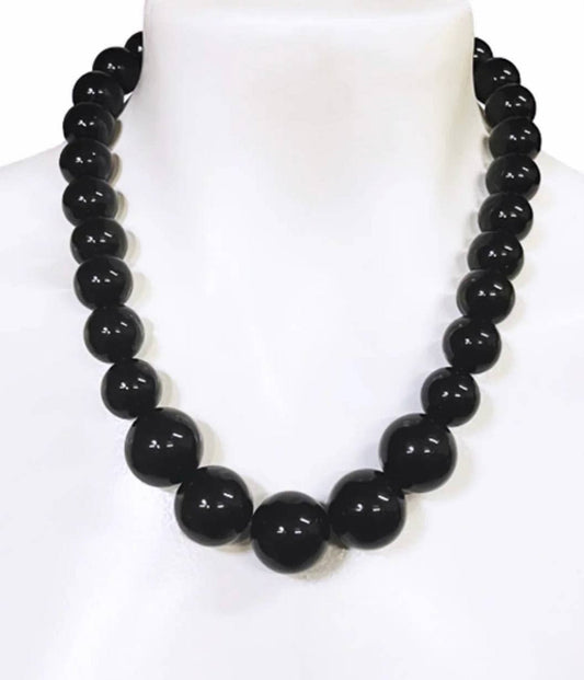 Black Jawbreaker Beaded Necklace