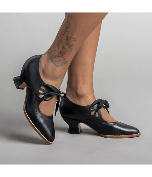 Black Self Tie Mary Jane Heels