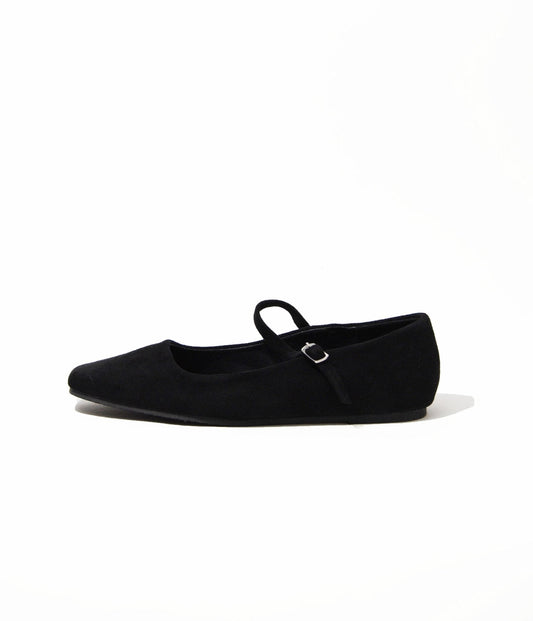 Black Suede Mary Jane Flat