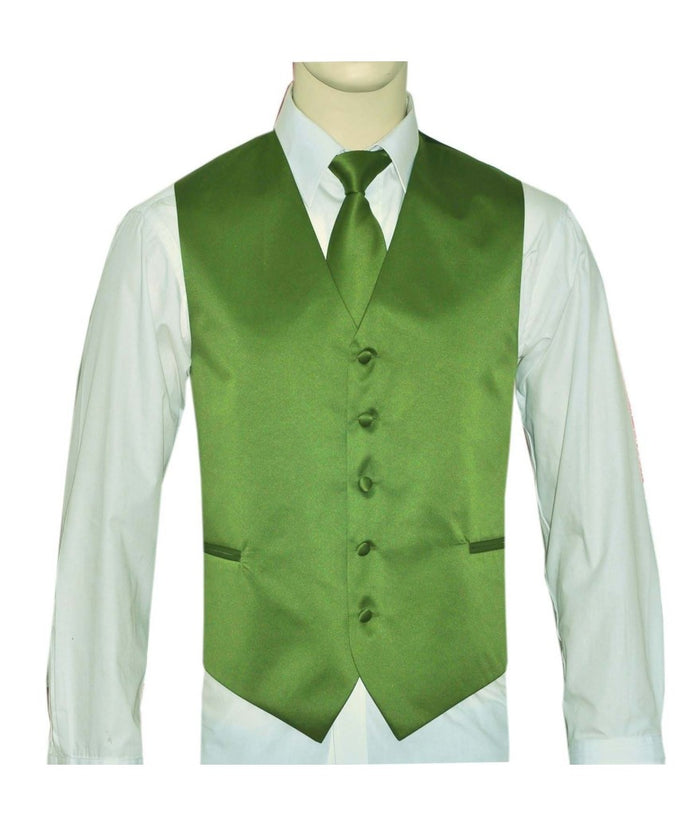 BQ Kiwi Green Men's Satin Solid Vest-10XX
