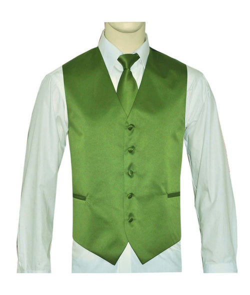 BQ Kiwi Green Men's Satin Solid Vest-10XX