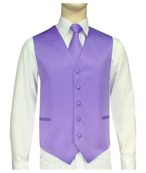BQ Lavender Men's Satin Solid -Vest-10H