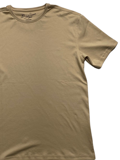 Briani Uomo Men’s Beige Short Sleeve Crew Neck 100% Pima Cotton T-Shirt