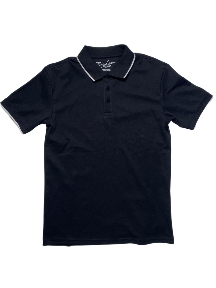 Briani Uomo Mens Black 100% Pima Cotton Short Sleeve Polo Casual Shirt