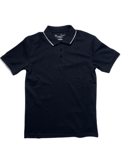 Briani Uomo Mens Black 100% Pima Cotton Short Sleeve Polo Casual Shirt