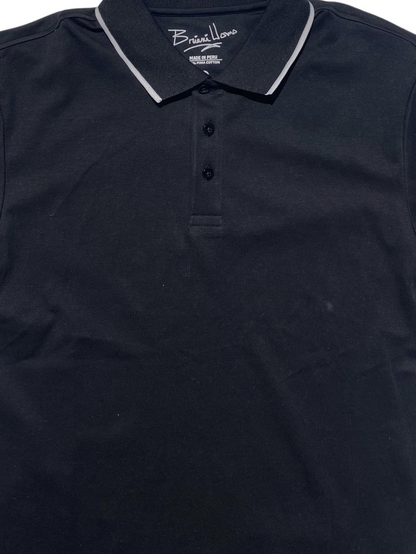 Briani Uomo Mens Black 100% Pima Cotton Short Sleeve Polo Casual Shirt