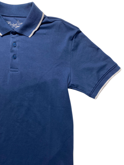 Briani Uomo Mens Blue 100% Pima Cotton Short Sleeve Polo Casual Shirt