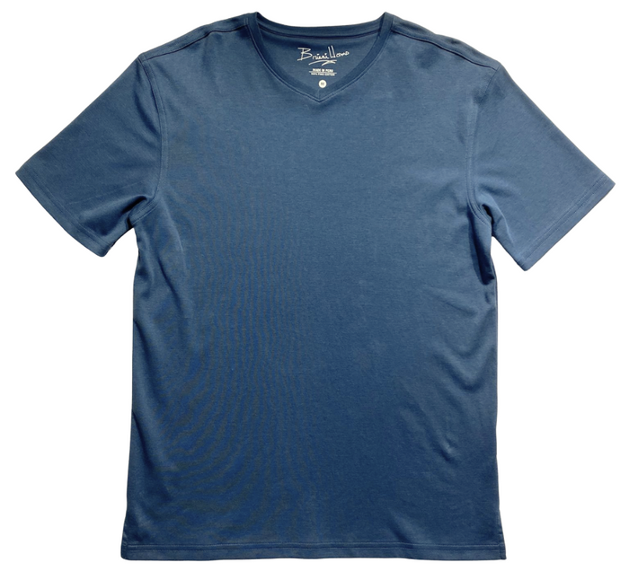 Briani Uomo Men's Blue 100% Pima Cotton V-Neck T-Shirt