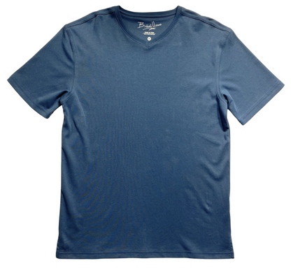 Briani Uomo Men's Blue 100% Pima Cotton V-Neck T-Shirt