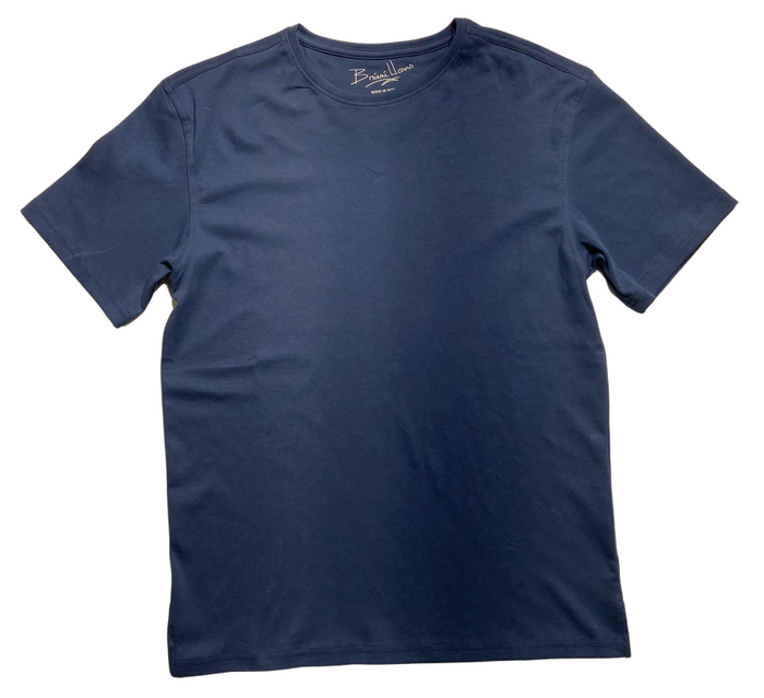 Briani Uomo Men’s Blue Short Sleeve Crew Neck 100% Pima Cotton T-Shirt
