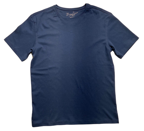 Briani Uomo Men’s Blue Short Sleeve Crew Neck 100% Pima Cotton T-Shirt