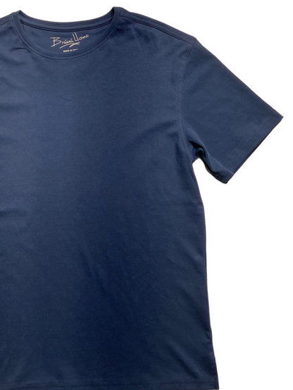 Briani Uomo Men’s Blue Short Sleeve Crew Neck 100% Pima Cotton T-Shirt