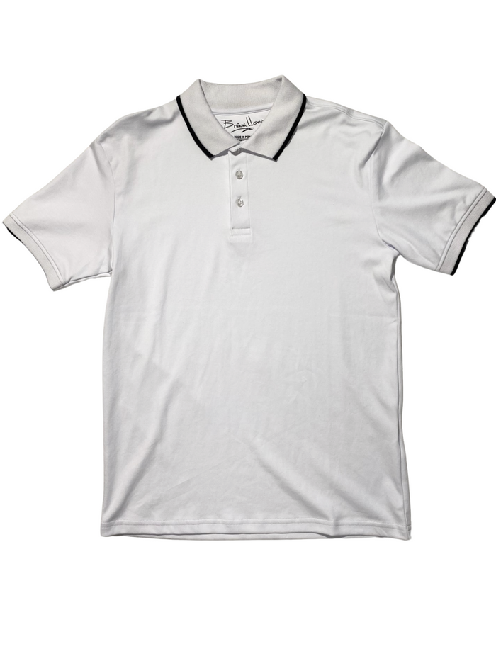 Briani Uomo Mens White 100% Pima Cotton Short Sleeve Polo Casual Shirt
